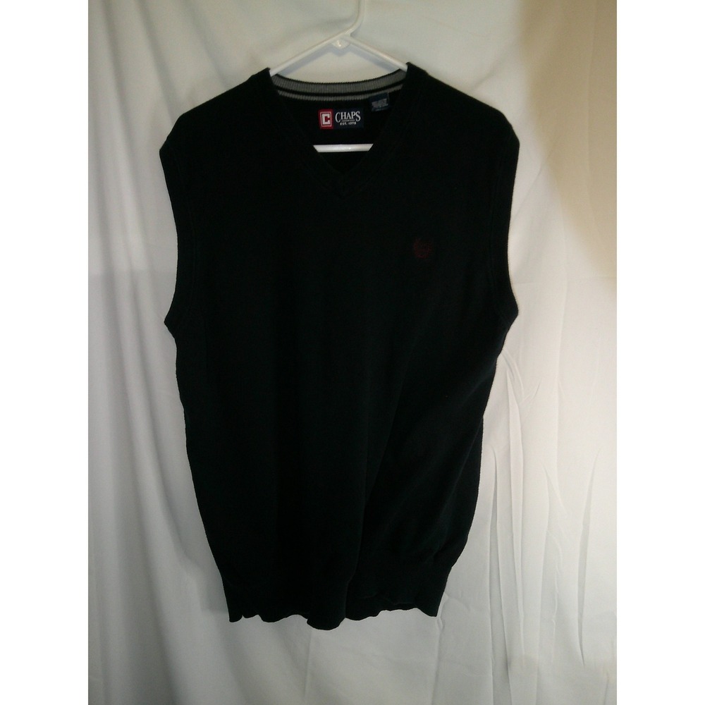 Chaps Sweater‎ Vest V-Neck Sleeveless Knit Layering Casual Blue XL/TG